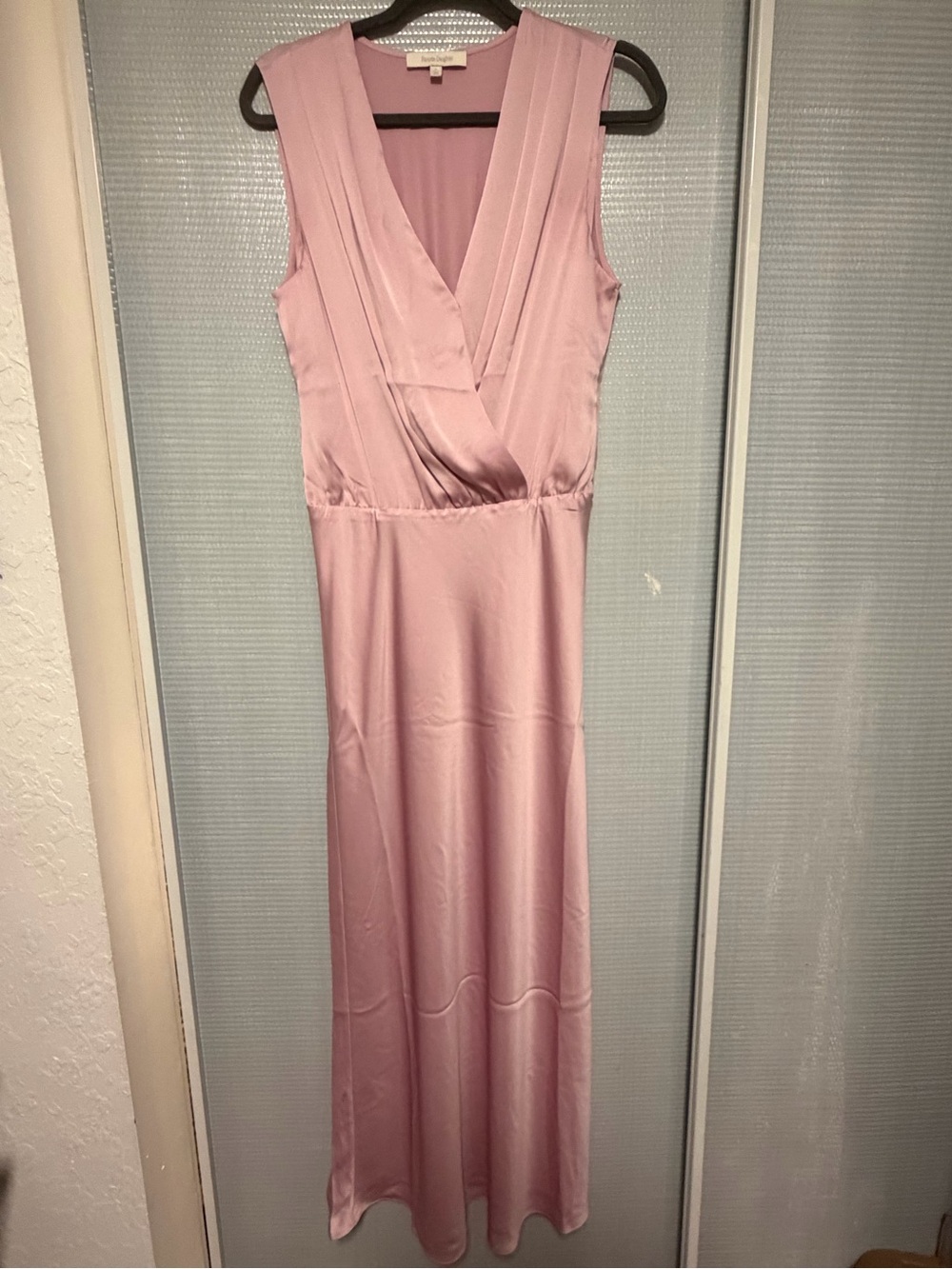 Favorite Daughter Nita Blush Pink Sleeveless Wrap Front Satin Maxi Dress - Picture 3 of 8